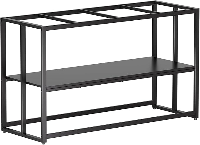 Urban Deco 55-75 Gallon Fish Tank Stand 900LBS Capacity For Aquarium Stand Metal Fish Tank Stand 48.4"x19.7"x31.5" Dual-Layer Design Terrarium Stand Ideal for Home and Office, Black