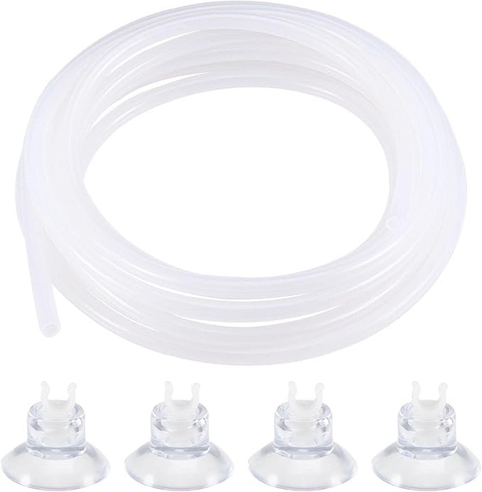 uxcell Silicone Tubing 4mm ID 6mm(1/4") OD 5m Aquarium Pump Air Water Hose Rubber Tube with Suction Cups
