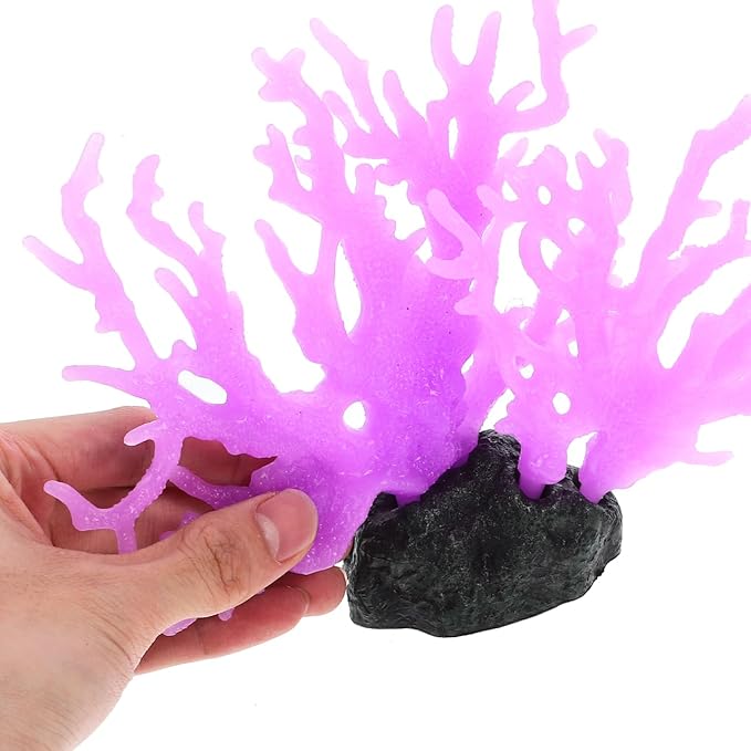 Kisangel Artificial Coral Ornament Aquarium Decor Fish Tank Landscape Faux Coral Branch Simulated Sculpture 7.87X5.51X1.77 Inch Marine Theme Home Office Decoration