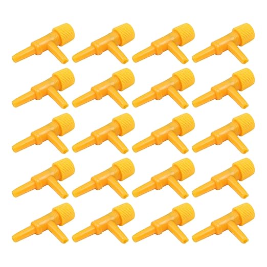 MroMax Aquarium 2 Way Air Line Plastic Regulator Connector for Fish Tank Pump 4mm/0.16", Yellow 30 Pcs
