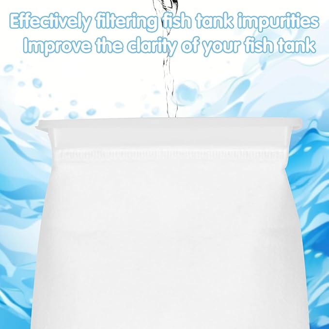 7 Inch Rectangle Filter Sock, 4 Pcs Saltwater Aquarium Filter Bags 300 μm Aquarium Filter Accessories for Saltwater Freshwater Fish Tank Filter