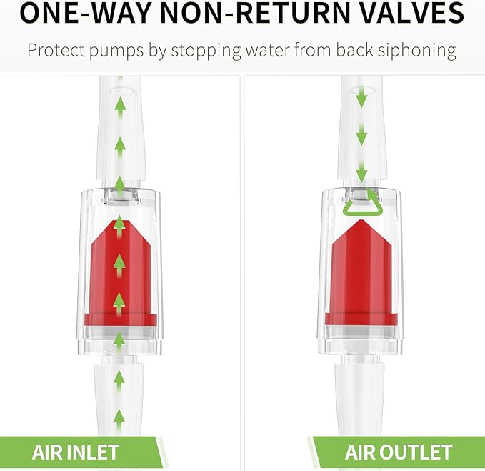 Pawfly Aquarium Air Pump Valves for Standard 3/16 Inch Airline Tubing - Plastic Non-Return Valves - Ideal for Oxygen Pumps - Essential Accessories for Basic Aeration Setup