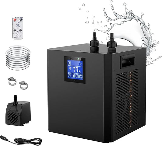 Aquarium Chiller 79gal,300L Fish Tank Water Chiller, Water Cooler Cooling System – 1/3HP Water Chiller Fast Colling for Bathtub Hydroponics Fish Axolotl Jellyfish Coral Crystal Shrimp110v and Fittings