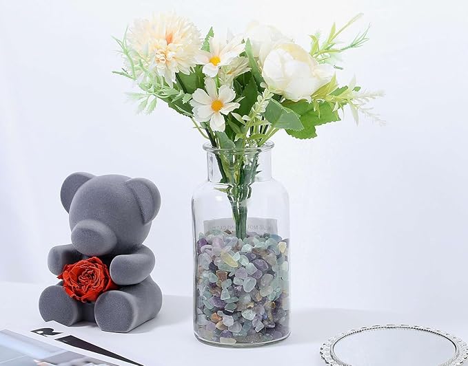 LAIDANLA Fluorite Crushed Stone Crystal Chips Bulk Natural Gemstones Healing Reiki Crystals Mini Quartz Vase Filler Aquarium Gravel 0.55lb