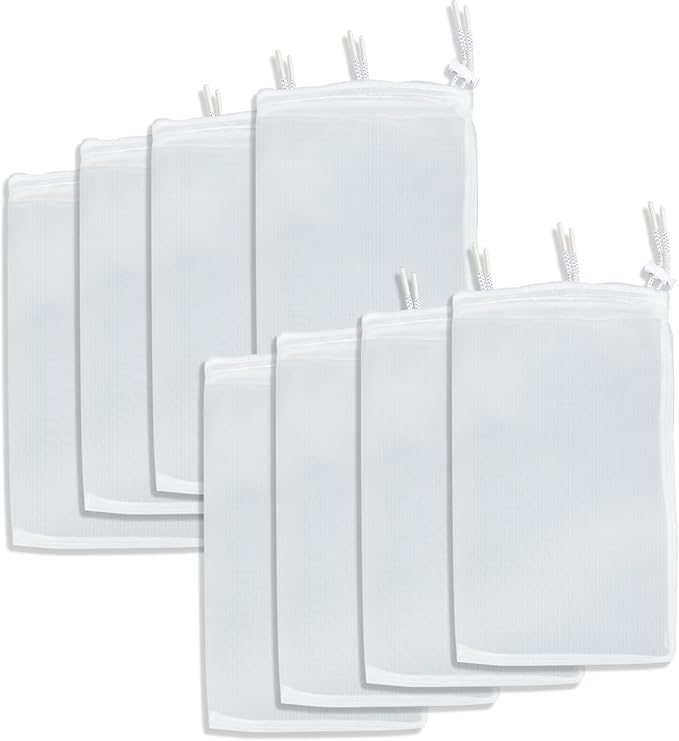 Pawfly 8 Pack 150 Micron Aquarium Filter Media Bags with Drawstring, Fish Tank Extra Fine Mesh Bag (11.8" x 7.8"), Aquarium Mesh Bag for Ceramic Rings, Fine Resins, Bio Filter Balls, Activated Carbon