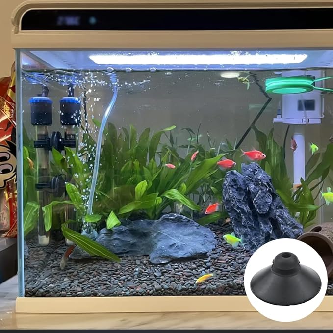 24PCS Rubber Fish Tank Suction Cups Black Sucker Clips Fish Tank Attachments for Tank Pump, Overhead Line Tube, Fish Tank Aeration Setup