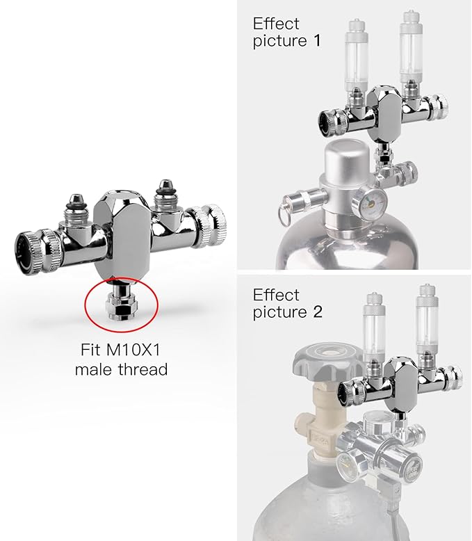 Aquarium Conventional CO2 Splitter Regulator Valve 2 Way for CO2 Generator