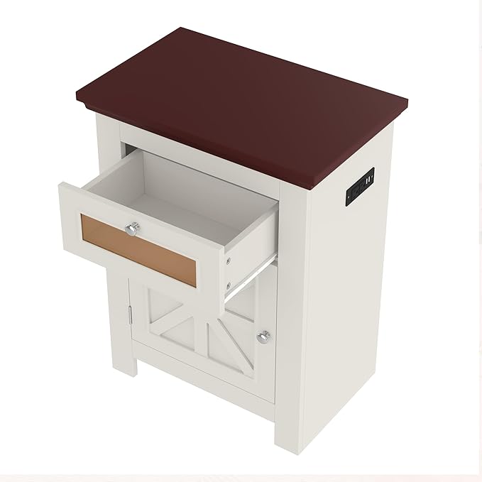10-15 Gallon Aquarium Stand With Power Outlets, Farmhouse Fish Tank Stand, Reptile and Terrarium Stand with Drawer and Cabinet Storage, Sturdy Heavy Duty 20.4" 12",White