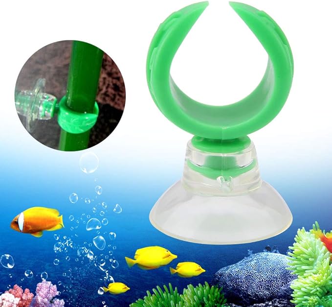 TOPINCN Aquarium Fish Hose Clamp, Suction Cup Clips Airline Tube Holders Clamps Fish Tube Light Sucker Holders Aquarium Suction Cups for Tubing (Green L)