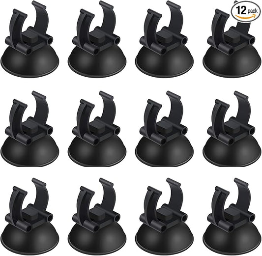AQUANEAT 12 Pack Aquarium Suction Cups with Clip Black,for 1" Standard Aquarium Heater, Tubing Hose, Plant Fish Tank