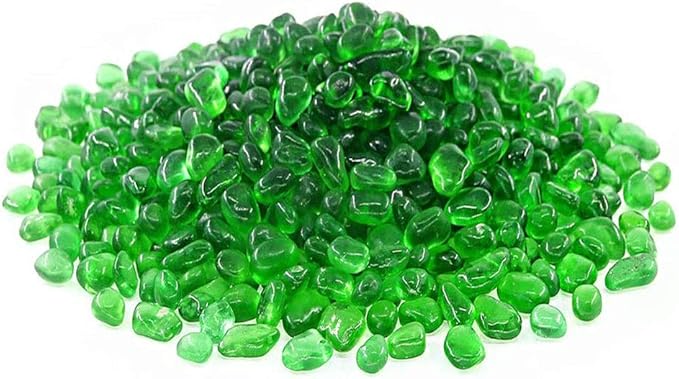 KISEER Clear Glass Stone Bulk 1 LB Glass Beads Gems Marbles Pebbles Gravel Rock for Aquarium, Fish Tank, Garden, Vase Fillers, Succulent Plants Decor (Green)