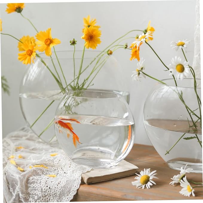 Transparent Fish Tank Desktop Aquarium Delicate Shape for Home Office Decor Space-Saving Design for Betta Fish