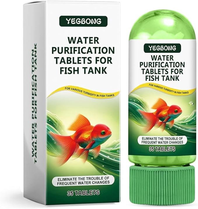 Powerful Aquarium Water Purification Tablets, Fast Acting Water Clarifier for Fish Tank, Water Purification Tablets,Safe & Gentle Formula for Freshwater Aquariums, 35 Tablets per Bottle (1)