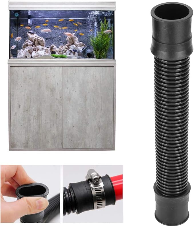 Aquarium Hose 25mm ID PVC Corrugated Tubing for Waterfall Pump Connection Reliable , 360掳 Flexible Bend Prevents Leaks, Fish Tank Water Supply System Maintenance