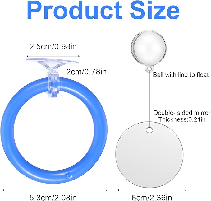 2 PCs Fish Feeding Ring with 1 Floating Mirror, Betta Ring Enrichment Toys, Exercise Training Rings and Betta Mirror for Tank Beta Fish Toys Beta Floating Aquarium Decor
