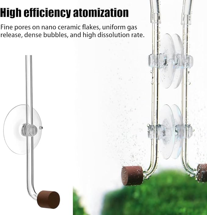 DONGKER Aquarium CO2 Diffuser,Acrylic Fish Tank CO2 Atomizer with Suction Cups for 4mm I.D. CO2 Air Tube(Up to 30cm Fish Tank)
