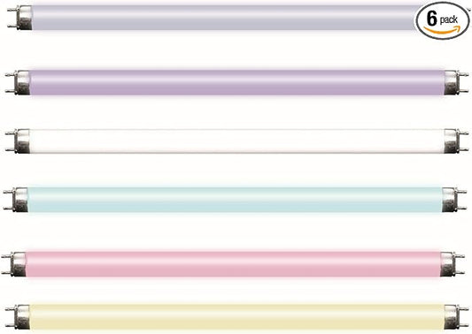 Helios 6 Pack T5 Bulb 24W Aquarium Light Bulb HO for 24" 2 ft 6500K 10000K Actinic Pink (1 of Each Color Spectrum Listed)