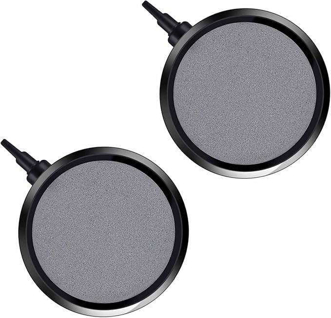 Round Oxygen Diffuser for Air Pumps Buckets Fish Tanks Ponds Bubble Stone Aerator 2pcs Sand Stone Dual Placement Option Aquarium Air Pump Accessories