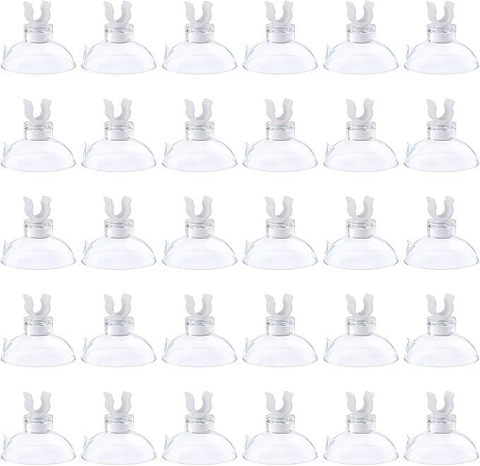 Pawfly Aquarium Suction Cup Clips for Standard 3/16" ID Airline Tubing Clear Air Hose Holder Clamp Accessories for Fish Tank Aeration Setup, 30pc