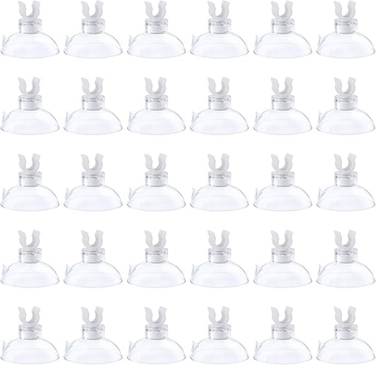Pawfly Aquarium Suction Cup Clips for Standard 3/16" ID Airline Tubing Clear Air Hose Holder Clamp Accessories for Fish Tank Aeration Setup, 30pc