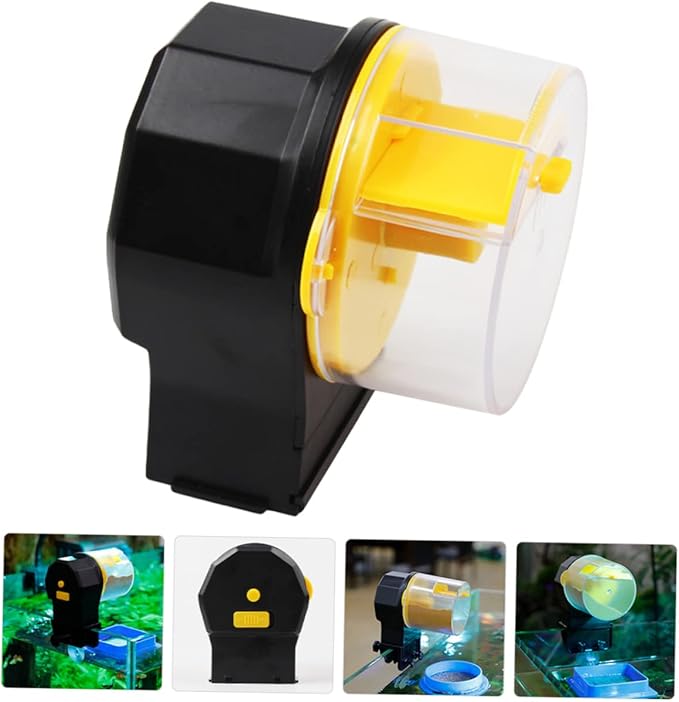 Happyyami 1set Automatic Fish Feeder Adjustable Timer for Aquariums Vacation Fish Dispenser for Betta More Suitable for Pellet Stick Flake Food No Batteries Required