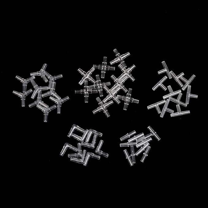 50 Pcs Straight Shape Transparant Aquarium Air Valve Connectors Plastic Inline Splitter Pump Tubing Connectors Fish Tank Pond Air Line Connector for Fish Tank 4MM Airline Tube