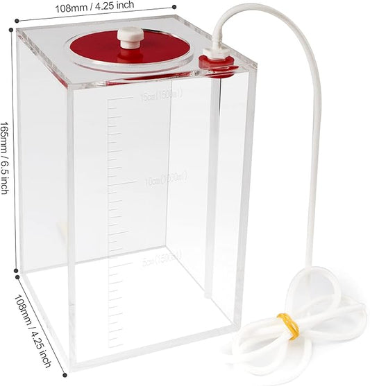 Aquarium Choice Acryli Made Liquid Storage Bucket Dosing Pump Reservoir Container (4.25 * 4.25 * 6.5 Inch;1500ml/1.5L)
