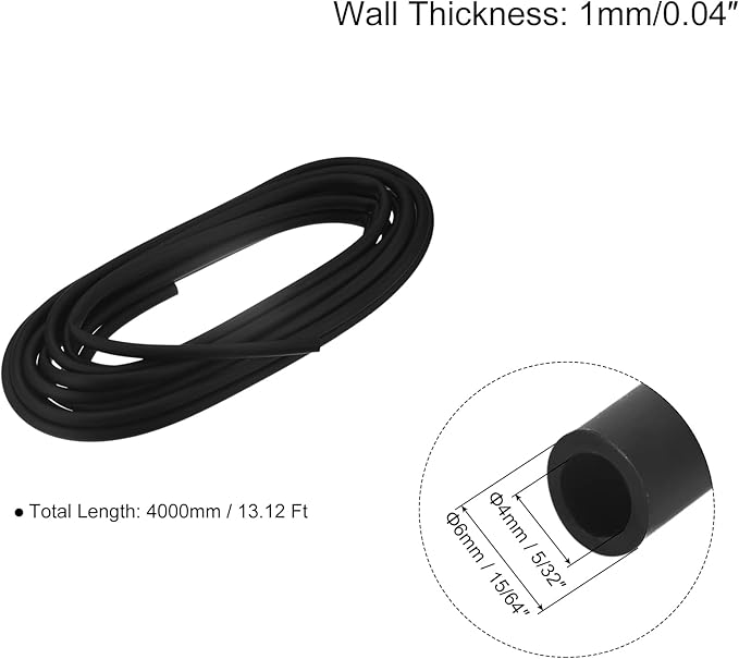 uxcell Aquarium Airline Tubing Hose 5/32" ID 15/64" OD 1Pcs 13.12 Ft Silicone Flexible Airline Tubing for Fish Tank, Terrariums, and Hydroponics, Black