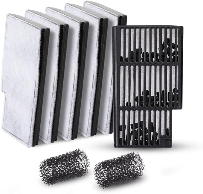 NV-03 HOB Slim Aquarium Filter Cartridges (6 pcs) with Inlet Sponges (2 pcs)