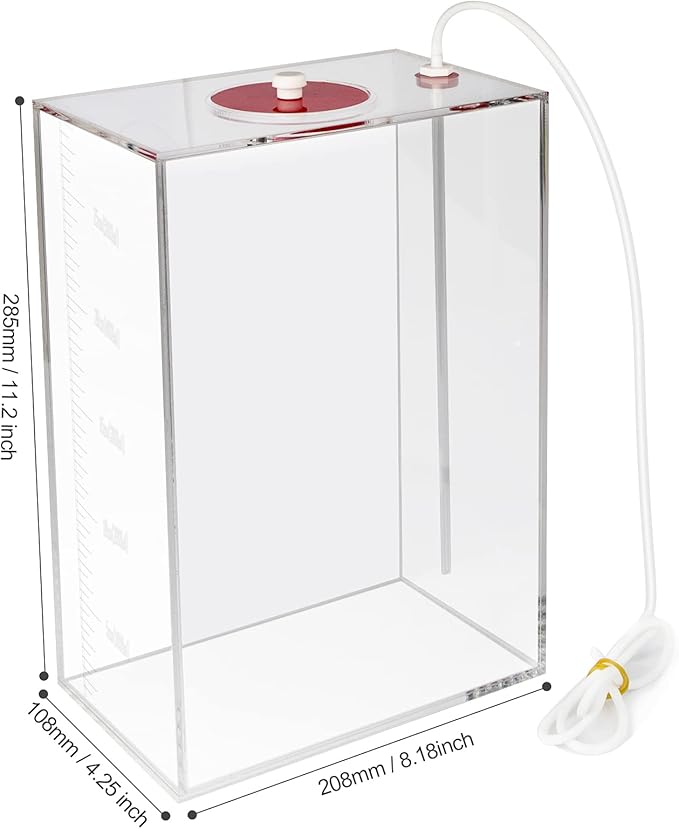 Aquarium Choice Acryli Made Liquid Storage Bucket Doing Pump Reservoir Container (4.7 * 7.4 * 10.9 Inch;5000ml/5L（Red）)