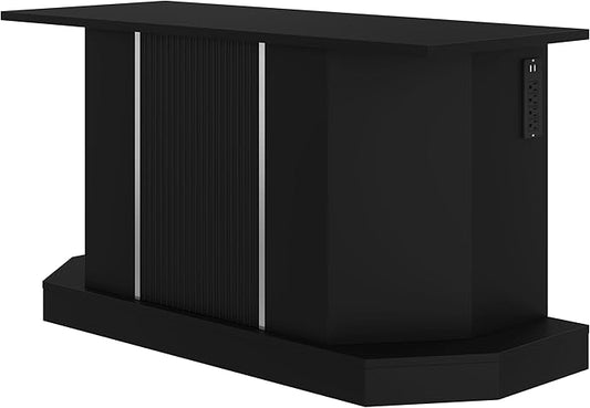 Modern Fish Tank Stand with Power Outlet, 55-75 Gallon Heavy Duty Aquarium Stand for Fish Tank/Turtle Tank/Reptile Terrarium, Black