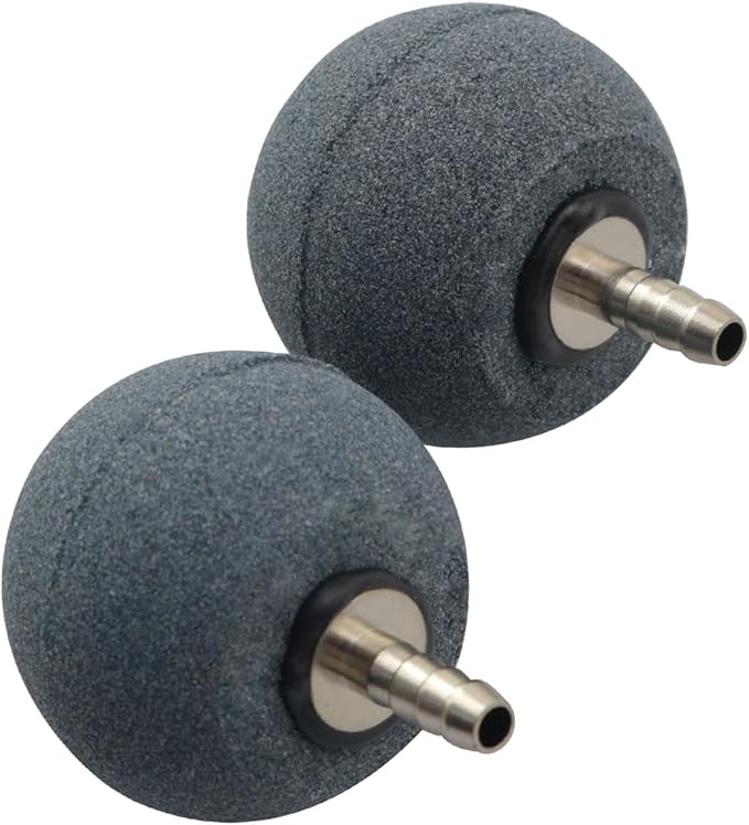 2PCS Aquarium Air Stone Spherical Metal Connector 4x5CM Hydroponic System Bubble Stone Oxygenator for Turtle Tanks Small Eco Tanks or Aquarium Landscaping
