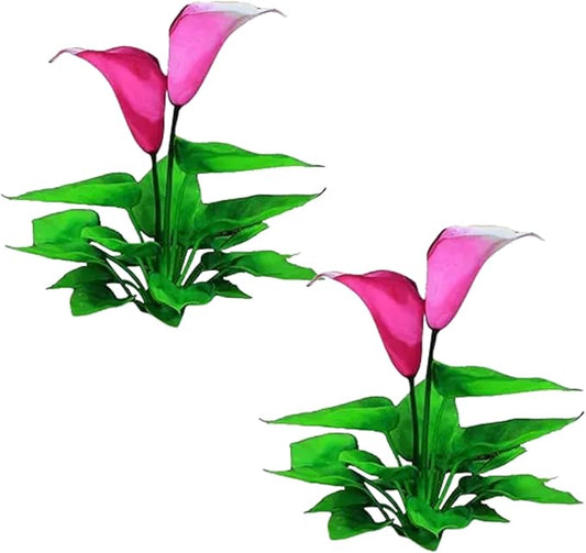 2Pcs Flower Aquarium Decoration Artificial Aquatic Plant Waterweed Craft Silk Plastic Plants ,Artificial Fish Tank Decorations,Used for Household and Office Simulation Hydroponic ,Aquarium Plants