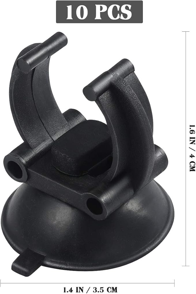 POPETPOP 10Pcs Aquarium Sucker Cup for Air Line Pipe Wire Holder (Black)