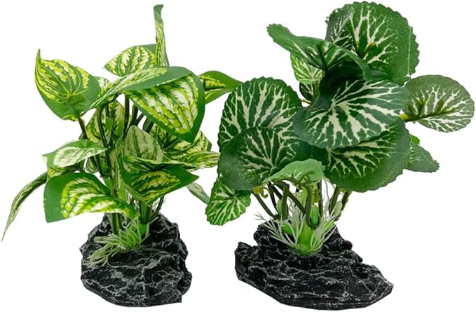 Aquarium Plants Betta Fish Tank Decorations 4inch/2pcs Soft Silk Artificial Plant Goldfish Waterscape Fish Hides Snake Tank/Reptiles Plants(A-2pcs Set/Green)