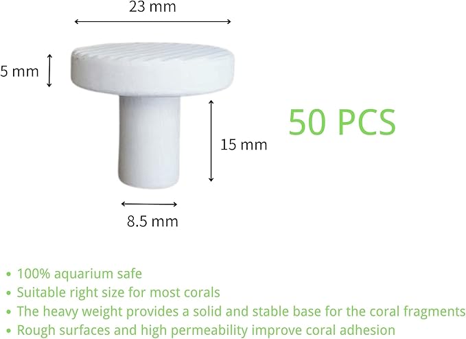 Coral Frag Plugs 50 Pcs Ceramic Coralline Frag Plug Round Base