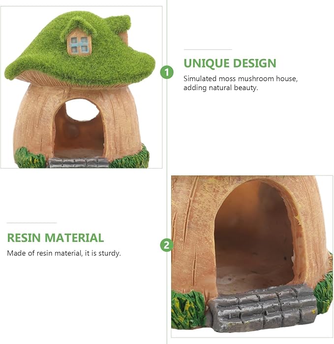 POPETPOP Aquarium Mushroom Fish Hideout - Resin Fish Tank Caves, Hamster Mushroom House, Fish and Shrimp Shelter Landscape Cave for Christmas Fish Tank Decorations