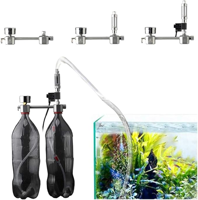 YUHOME Aquarium DIY CO2 Generator System Kit CO2 Generator System with Bubble Counter & Check Valve Carbon Dioxide Reactor Kit for Plants Aquarium, Silver