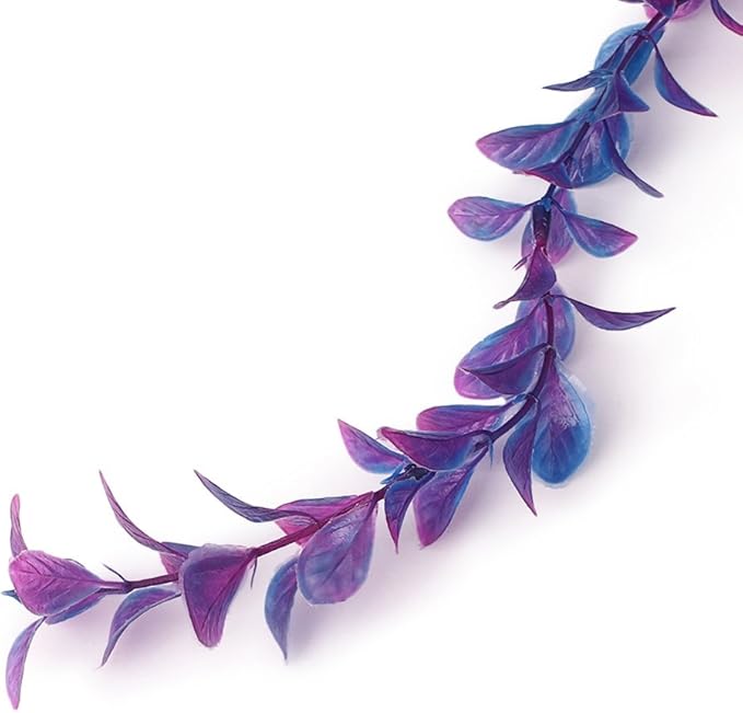 Artificial Aquarium Plants Decoration Plastic Water Ornament for Fish Tank Decor, 16Inch, Purple, 3PCS