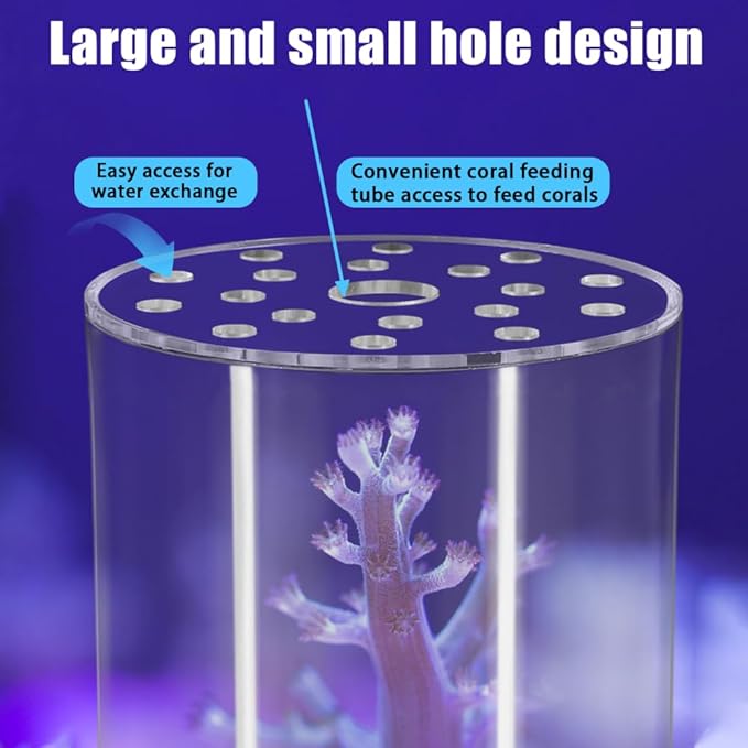 DONGKER Coral Feeder Cover, Transparent Acrylic Coral Breeding Protection Cover Avoid Food Floating Around for Aquarium Fish Tank(80mm,100mm,120mm)