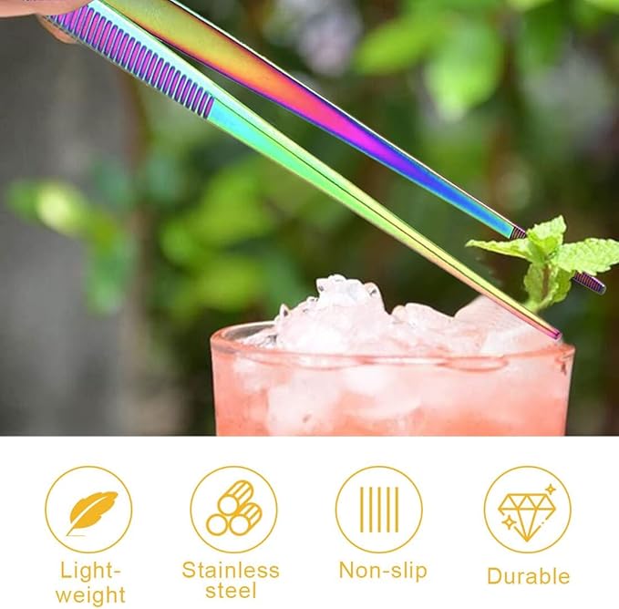 Aquarium Tweezers Stainless Steel Straight Tweezers For Fish Tank Aquatic Plants Long Handle Reptile Feeding Tongs,24 Inch Multi Rainbow Color