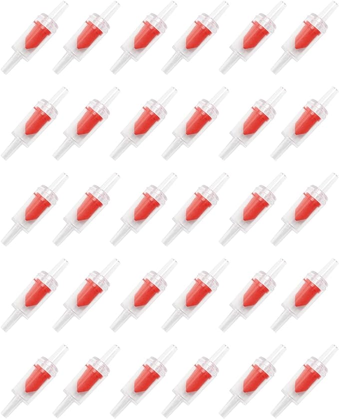 30PCS Red One Way Check Valves Aquarium Air Pump Accessories Kit Airline Tubing with Air Stones Check Valves Suction Cups and Connectors