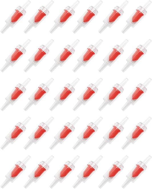 30PCS Red One Way Check Valves Aquarium Air Pump Accessories Kit Airline Tubing with Air Stones Check Valves Suction Cups and Connectors