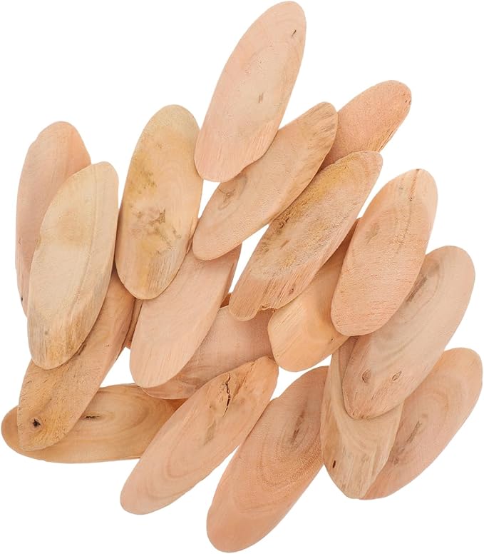 20pcs Natural Driftwood Oval Slices for Craft Decor Rustic Wooden Tags for Wedding Centerpieces Holiday Decorations for Aquariums Home Decor