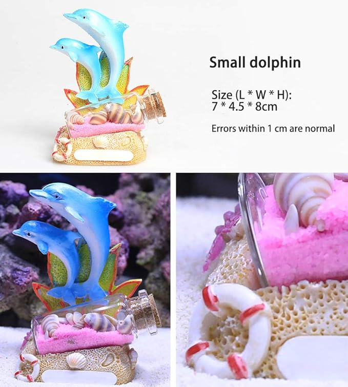 OMEM Aquarium Ornament Wishing Bottle Coral Rockery Aquarium Accessories Aquarium Landscaping Decoration (Dolphin)
