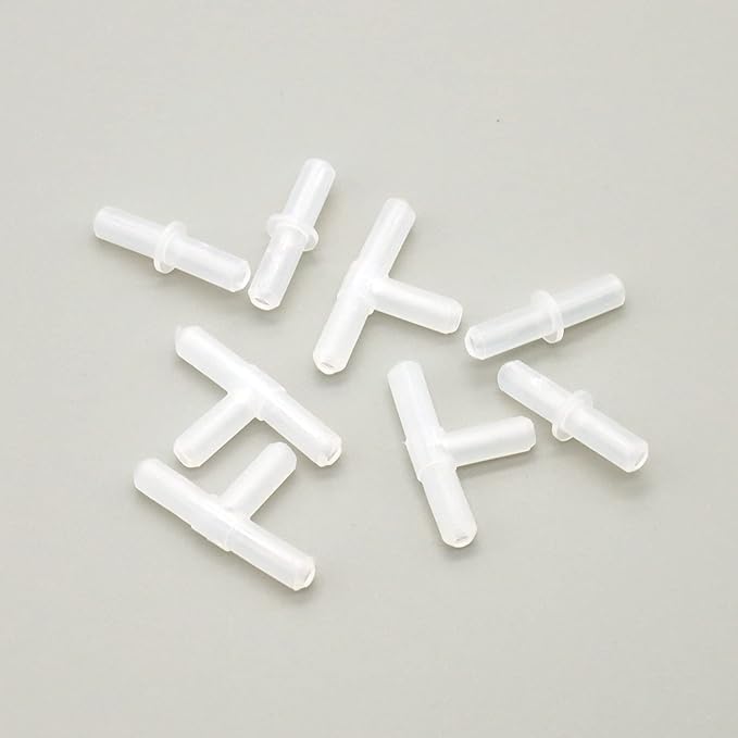200 Pieces Aquarium Air Valve Connector Plastic Inline Tubing for Aquarium Fish Tank, Straight and T Type