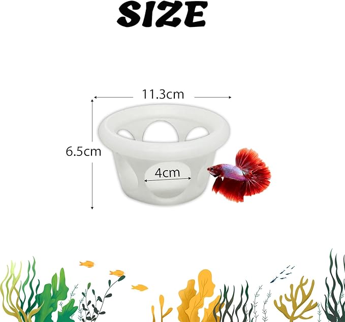 HOZOE Floating Betta Fish Hideaway, Aquarium Suspended Resting Spot, Feeder for Small Fish and Shrimp, 3D Printed, Decorative Floating Cave Accessory for Aquariums. (Translucent Color)