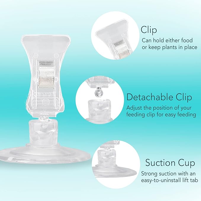 JOR 4 Pack Fishes Veggie Kelp Plant Suction Cup Clips for Aquariums, 2” x 1”, Feeding Tool, Aquarium Accessory for Fish Tank, Round Feed Holder Clamp, Automatic Fish Feeder, Includes Plastic Spring