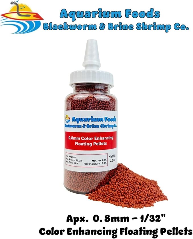 0.8mm Micro Intense Color Enhancing Floating Pellets for Guppies, Tetras, Bettas, Nano Fish, All Baby Fish…2.5oz Squeeze Bottle