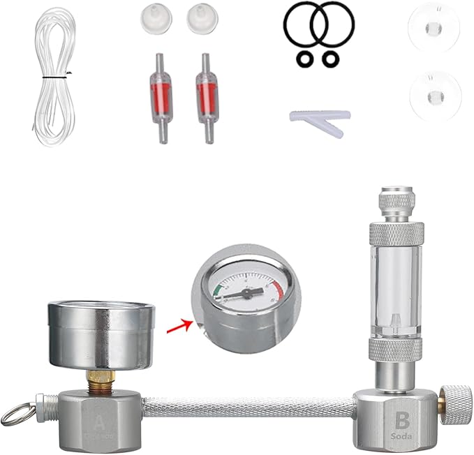 YUHOME Aquarium DIY CO2 Generator System Kit CO2 Generator System with Bubble Counter & Check Valve Carbon Dioxide Reactor Kit for Plants Aquarium, Silver